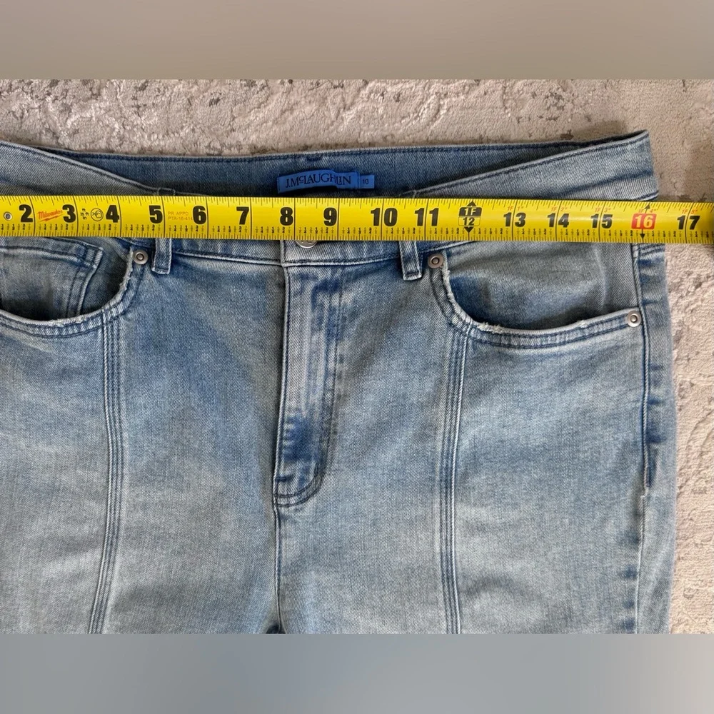 J McLaughlin Clearwater Jeans Womens 10 Lt Blue Pintuck Bootcut High Rise